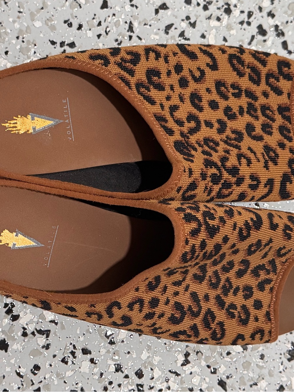 Volatile Leopard-Print Slip-On Mules in Brown and Black